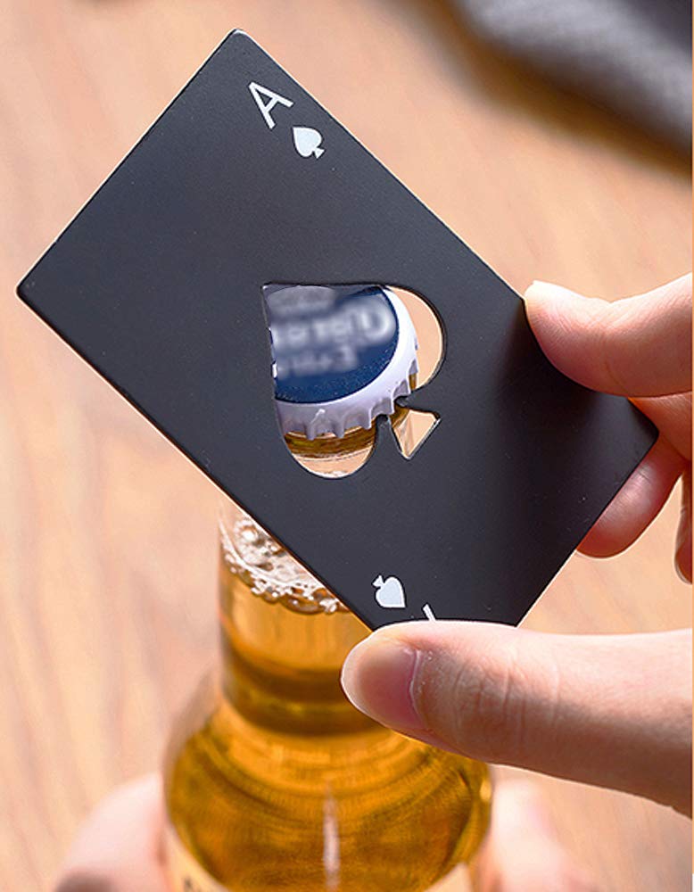 Famgee Wine Bottle Opener Stainless Steel Credit Card Size Casino Beer Bottle Opener Cap Opener for Your Wallet Wedding Party Groomsmen Bridesmaid Gifts 6 Pcs (Black) - Image 2